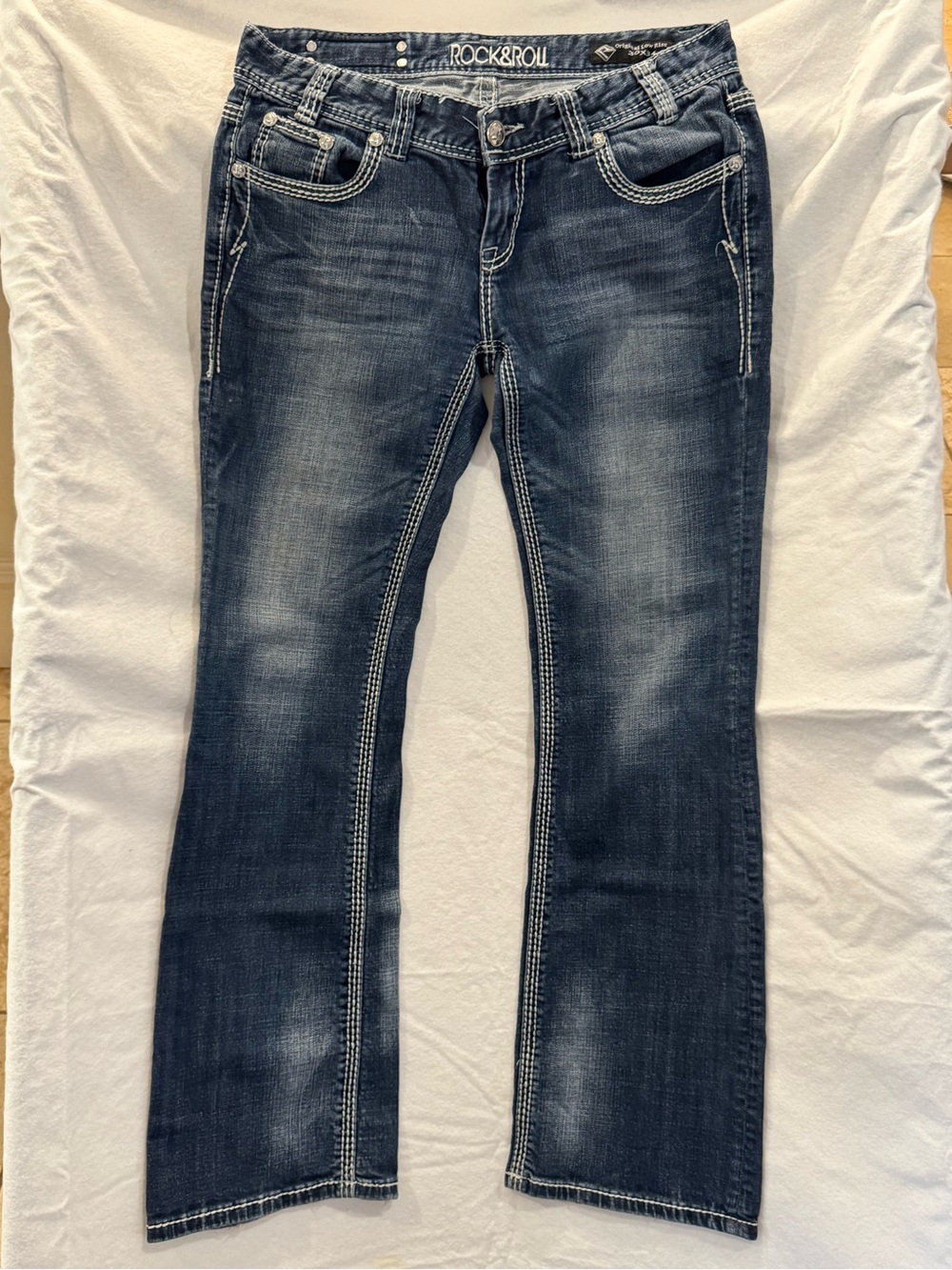 Rock&Roll Original Low Rise Cowgirl Dark Blue wash bootcut Jean W30xL34